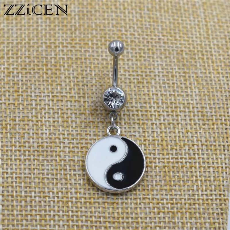 Кольцо для пирсинга пупка живота Tai Chi Yin Yang готическое кольцо тату ювелирные