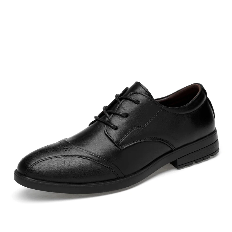 

Black Men Dress Shoes 100% Genuine Leather Men Oxford Shoes, Comfortable Spring Autumn Flats Male Sapato Big Size 38-45