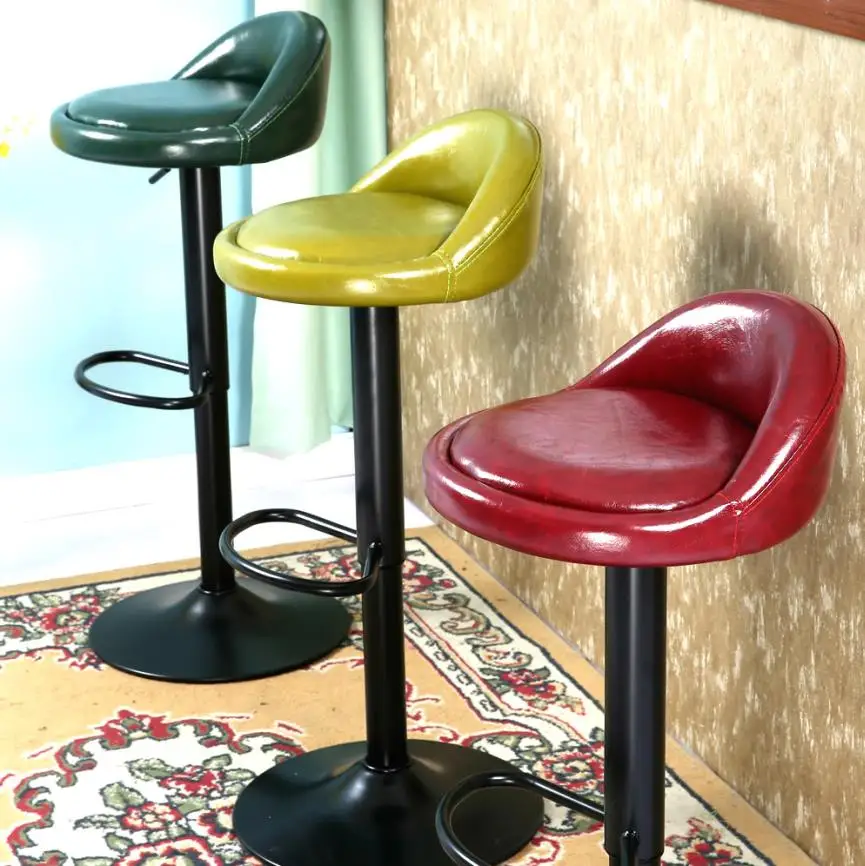 

Retro Lift Bar Stool European Bar Highchair Stool Front Desk Chair Rotary Back Chair Coffee