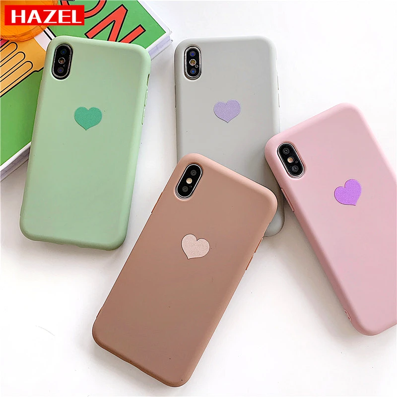 

HOT Case For iphone 7 Tpu material soft silicon Solid Tide Fashion Loving Cover For iphone 6 6S 8 Plus X XR XS Max Cases Couple
