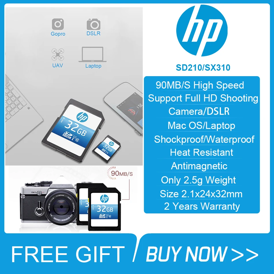 hp SD карта 90 МБ/с./с карта памяти 16 ГБ 32 ГБ 64 Гб 128 Гб класс 10 cartao de memoria SDHC/SDXC UHS-I HD видео карта sd для DSLR