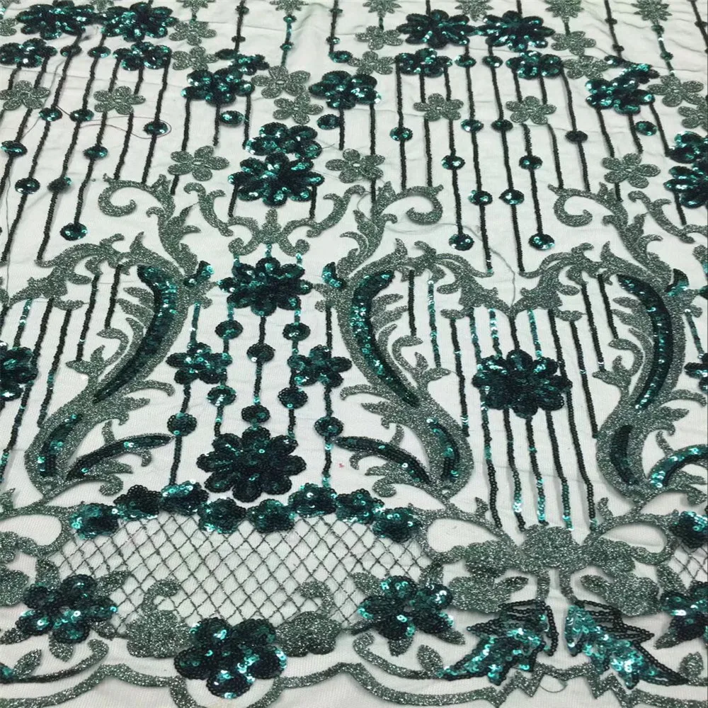 Современный дизайн Королевский синий цвет французского кружева в африканском стиле блестками вышивка тюль кружевной ткани 5 ярдов для моды вечернее платье f77-1