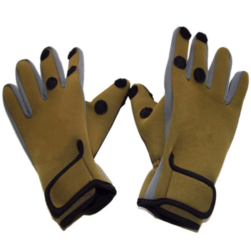 

New Sport Leather Fishing Gloves Men 3 Half-Finger Breathable Anti-Slip Glove Neoprene&PU Fishing Equipment 1Pair/Lot