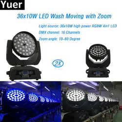 2 шт./лот 36x10 w 4in1 led wash Moving головной свет зум профессиональный DMX dj оборудование для disco вечерние Показать Свадебный сценический барный