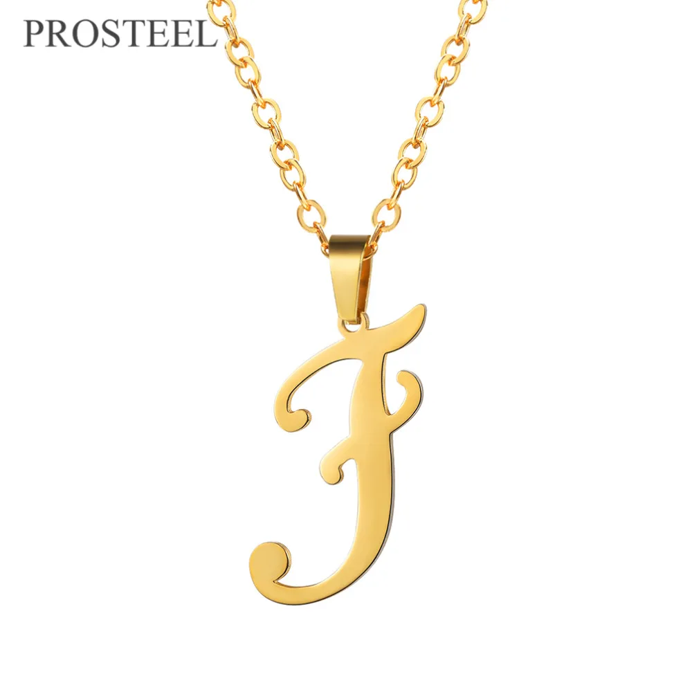 PROSTEEL Gold Color Letter Necklace 