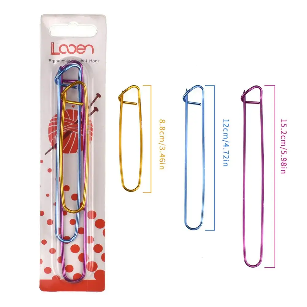 3Pcs Multicolor Aluminum Yarn Stitch Holder Set DIY Knitting Needle