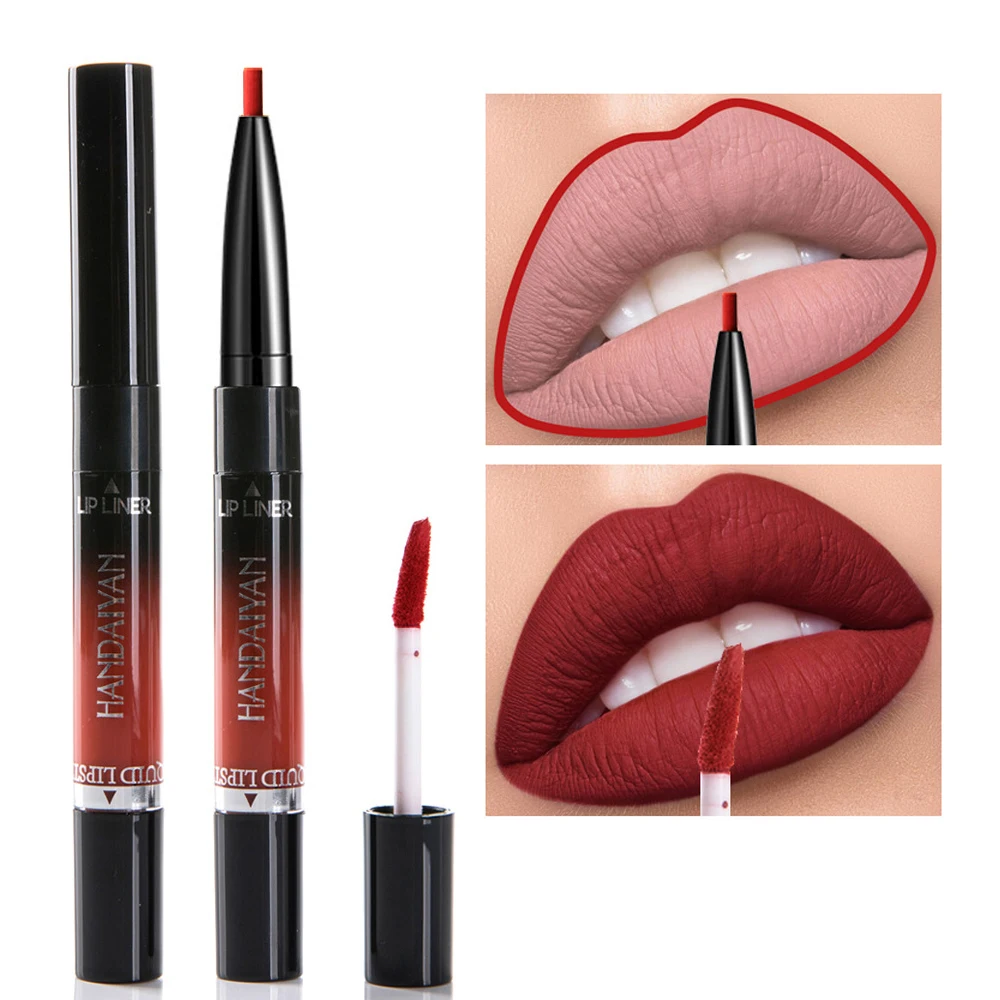 

HANDAIYAN 2in1 Matte Lipgloss Lipliner Lips Makeup Waterptoof Korean Tint Liquid Lipstick Moisturizing rouge a levre Cosmetics