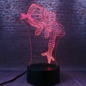 

Avengders Spiderman Figure Juguetes 3D Illusion Led 7 Colorful Changing Nightlight Marvel Super Hero action & toy figures