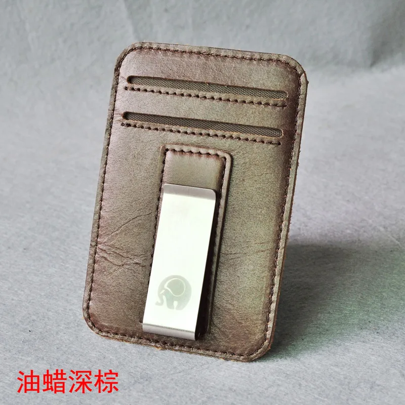 Brown B Минималистичный кошелек, кредитный держатель для карт, натуральная кожа, Бизнес ID держатель для карт, органайзер, значок, порте карт, тонкий кошелек - Цвет: Brown B