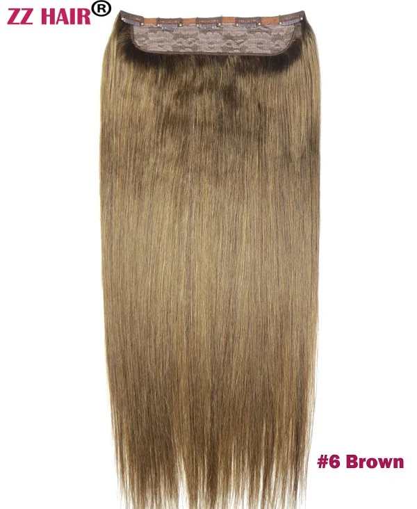 ZZHAIR 100 г-200 г 1"-28" Искусственные волосы одинаковой направленности волос один кусок набор 5 клип в человеческие волосы для наращивания Натуральные Прямые Волосы - Цвет: #6