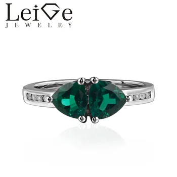 

925 Silver Lab Emerald Ring Trillion Cut Double Stone Green Gemstone Wedding Rings for Women May Birthstone