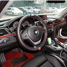 Car-Styling ///M Carbon Fiber Leather PU Steering Wheel Cover For BMW X1 X2 X3 X4 X5 X6 M1 M2 M3 M4 M5 M6 M7 Series