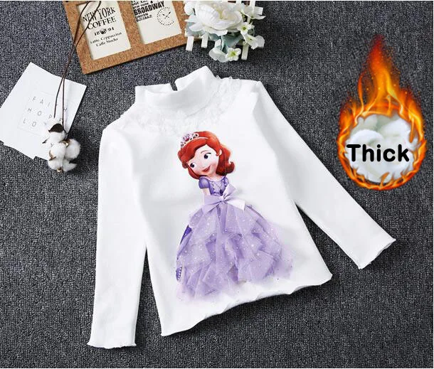 with fleece 1 Г. Хлопковая рубашка для девочек плотная теплая зимняя рубашка для маленьких девочек новая весенняя рубашка с длинными рукавами рубашки принцессы с рисунком Эльзы - Цвет: with fleece 1