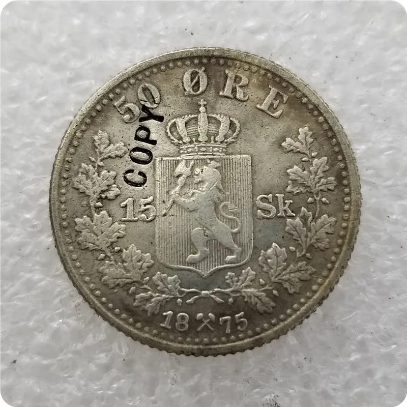 1875 1874-1904 Норвегия 50 руды копия монет - Цвет: 1875