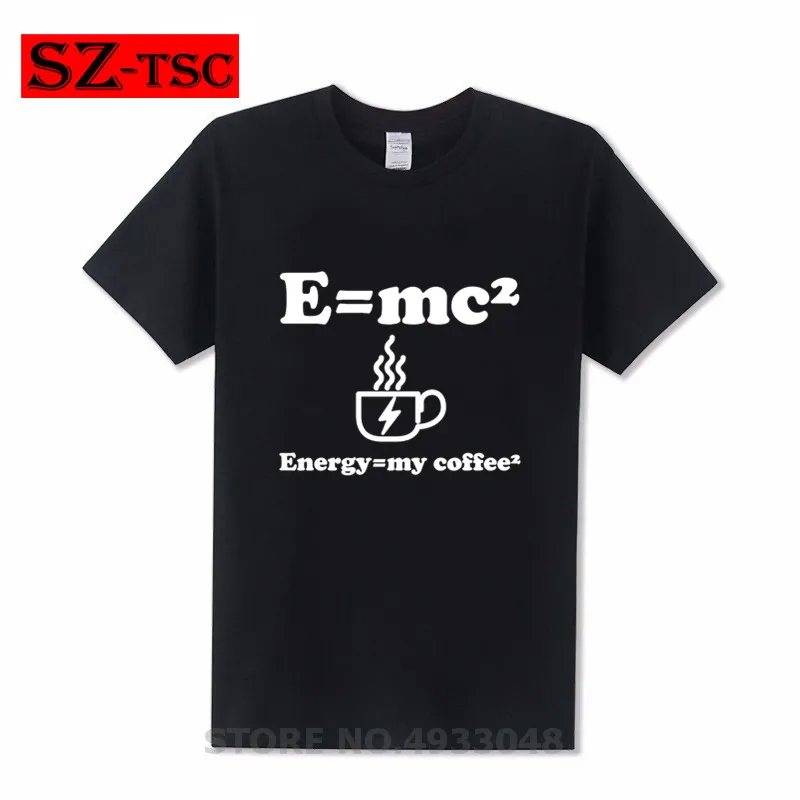 

Einstein Mass Energy Equation E=MC2 T-shirt Men Energy=my coffee² Funny T Shirt Summer Cotton Short Sleeve Casual Loose Top Tees