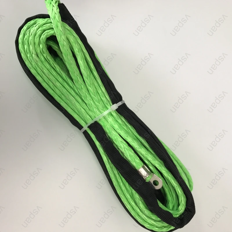 الجملة 15 متر * 6 ملليمتر 7000lbs الخضراء الاصطناعية ونش حبل خط كابل مع هوك سحب ل 4x4 atv utv 4wd الطرق الوعرة الملحقات