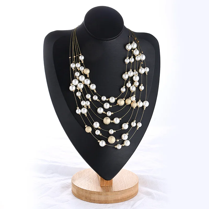 

Find Me 2019 new Fashion multilayer chain collar Choker Necklace Pendants Imitation pearl Maxi statement Necklace Women Jewelry