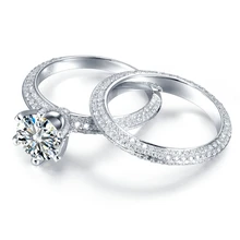 5Ct Carat Round Brilliant Cut Moissanite Ring Set Solid 14k White Gold 6 Prong Setting For Women’s Lady’s Engagement Ring