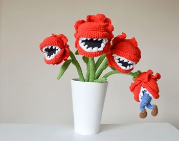 

crochet armigurumi rattle toy flower eating plant model number 919