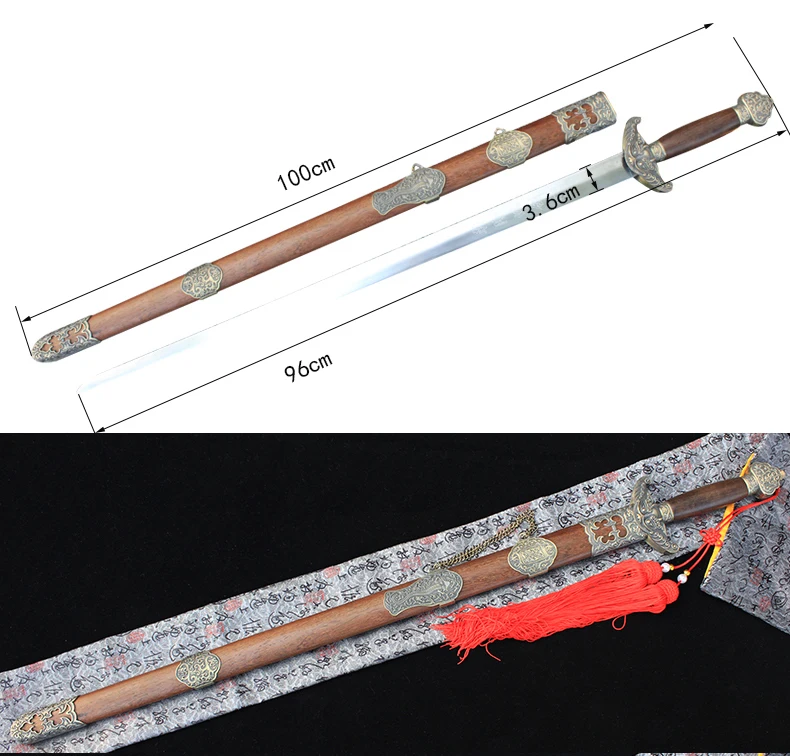 Китайский древний меч, лезвия из углеродистой стали, длина 100 см кунг-фу, не Шарп, гравировка логотипа на заказ или текст на лезвие