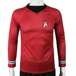 Star Trek в темноте капитан Кирк рубашка Форма Косплэй костюм красный версия Размеры для Для мужчин