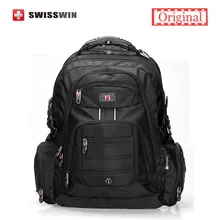 Swisswin 17 pulgadas laptop hombres mochila bolsa de ordenador portátil de nylon impermeable de alta calidad 37l sw9801 mochila de viaje grande negro