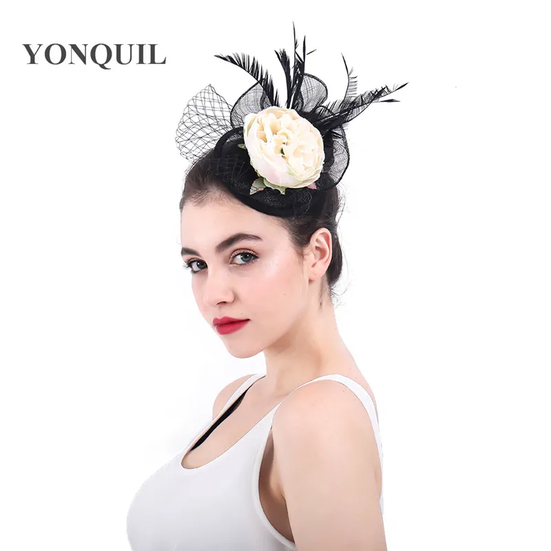 

New sinamay hats beautiful floral wedding fascinator cocktail hats party headwear headbands wedding hair accessories millinery