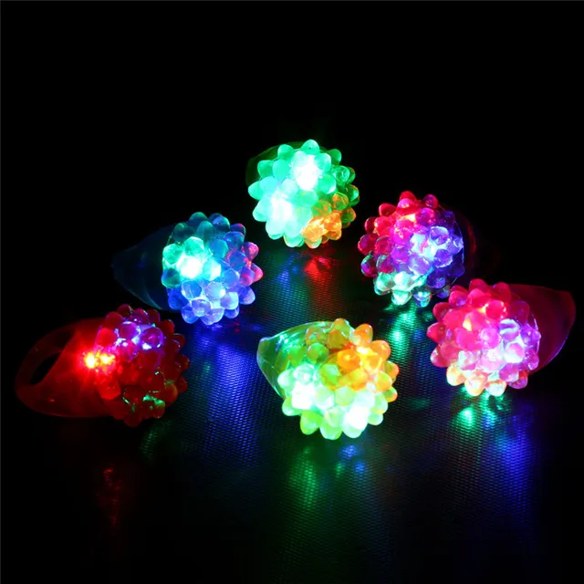 Luminous Rings 6 Pack Led Rubber Rings Party Toys Favors Jelly Bubble