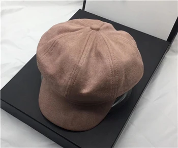Lady autumn new outdoor sunscreen octagonal cap cotton fabric breathable four seasons cap student cap - Цвет: Темно-серый