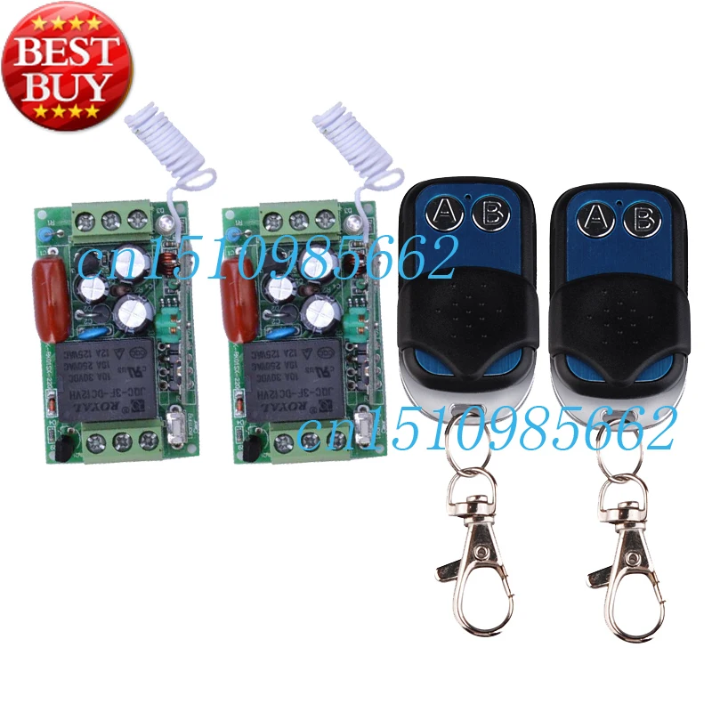 

Free Shiping 220V 10A 1CH wireless switch RF 2 Receiver & 2 Transmitter wireless remote control Switch Relay Momentary Toggle
