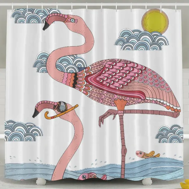 Eco Friendly Animals Funny Shower Curtains Flamingo Curtain Eco Friendly Animals Funny Shower Curtains Flamingo Curtain Fabric With Hooks