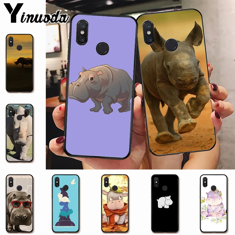 

Ynuoda Cute Cartoon RHINOCEROS Hippo animals New Arrival phone case for xiaomi mi 8se 6 note2 note3 redmi 5 plus note5 cover