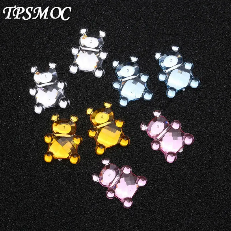 

100pcs/lot Acrylic Teddy bear Crystal Rhinestones Baby Shower Favor Table Scatter Confetti Boys & Girls Decoration Free Shipping