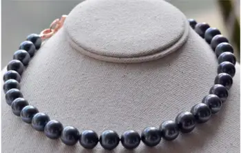 

stunning 11-12mm tahitian round black red pearl necklace 18"925s KKK