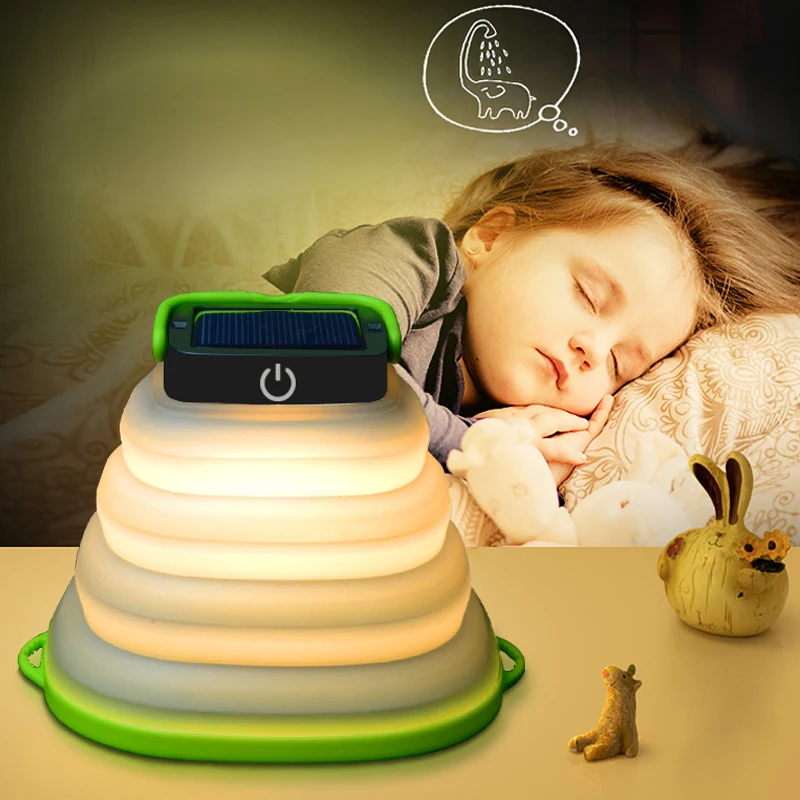 

Mini Solar Power USB Charging Telescopic Folding Camping Light Tent Lamp Night Light Waterproof 3 Light Mode for Home Outdoors