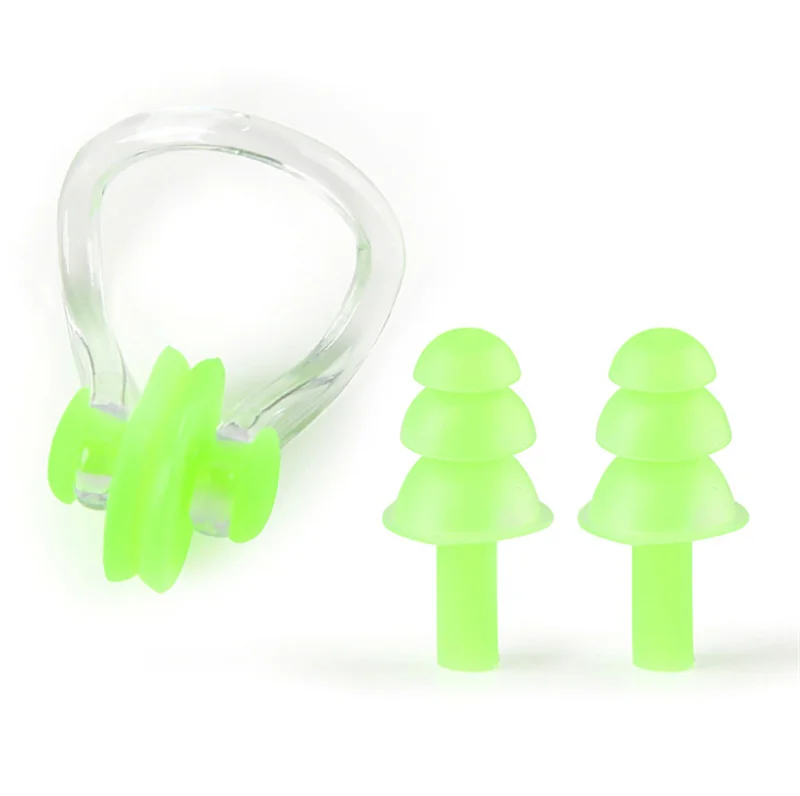 Soft Silicone Swimming Nose Clips + 2 Ear Plugs Earplugs Gear with a case box Set Pool Accessories Water Sports