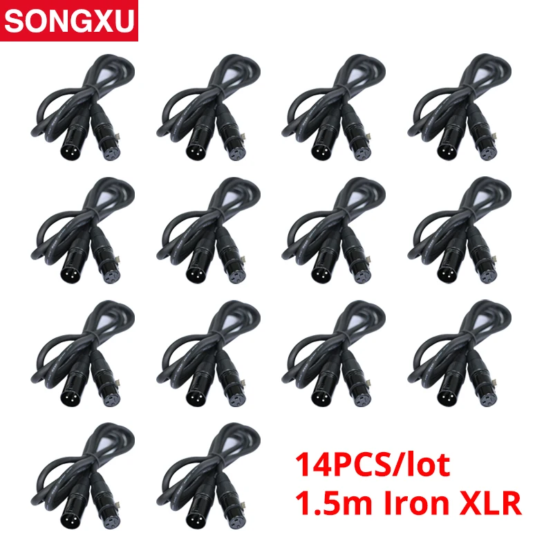 Кабель DMX 14 шт./лот длина 1 5 м/5 футов 3 контактный сигнал соединение XLR DMX512 кабель