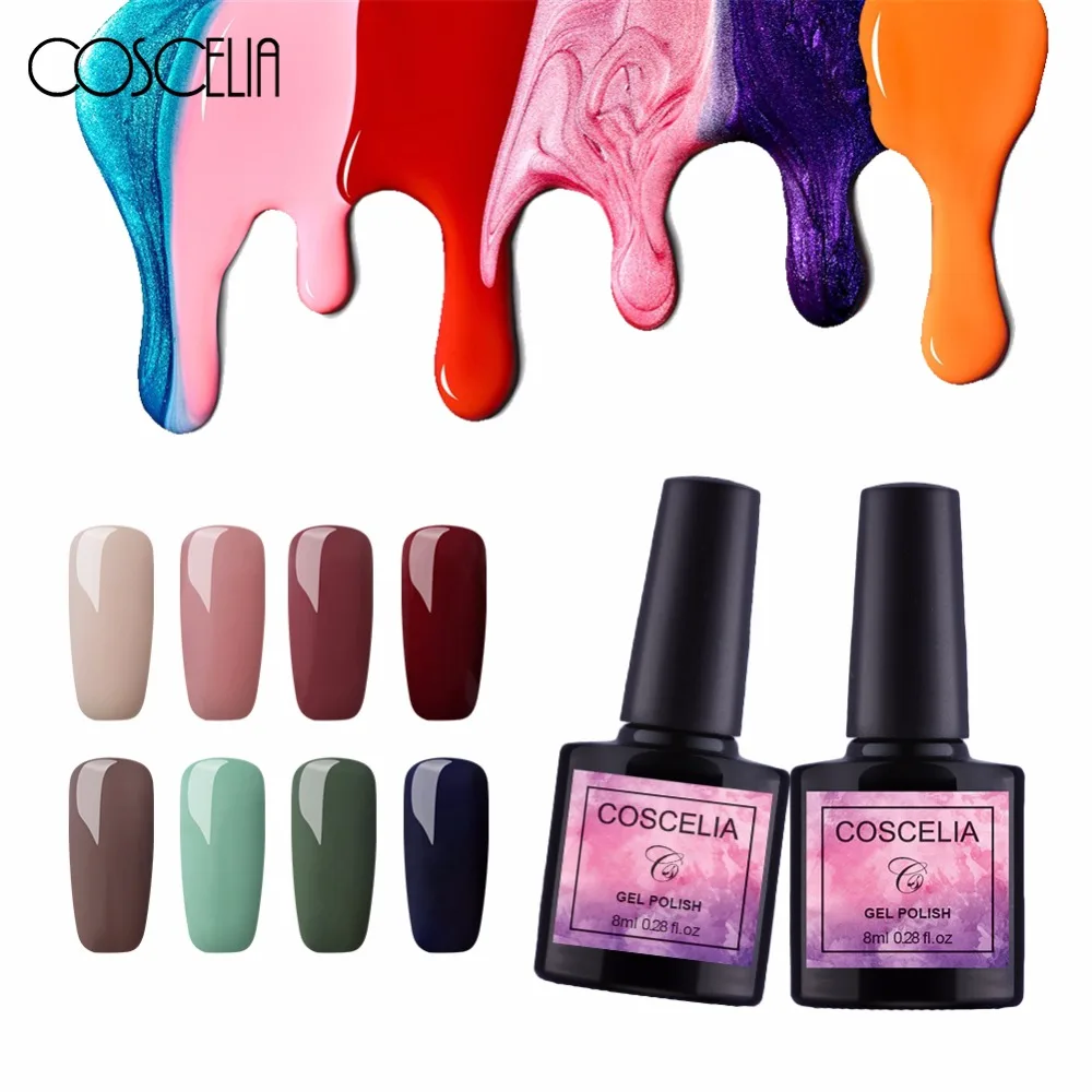 

1PC 8 ml Coscelia Rainbow Nail Gel Polish 40 Colors Available Soak Off UV LED Long-Lasting Varnish Nail Polish