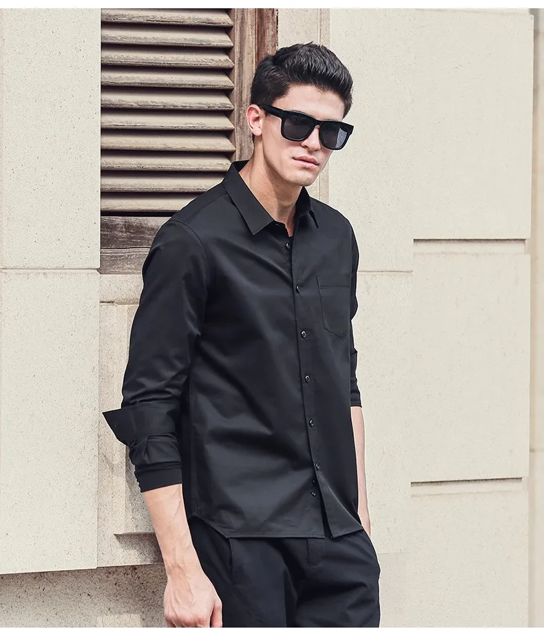 Пионерский лагерь черная рубашка Для мужчин с длинным рукавом Новое поступление бренд одежды высокого качества Модная хлопковая сзади