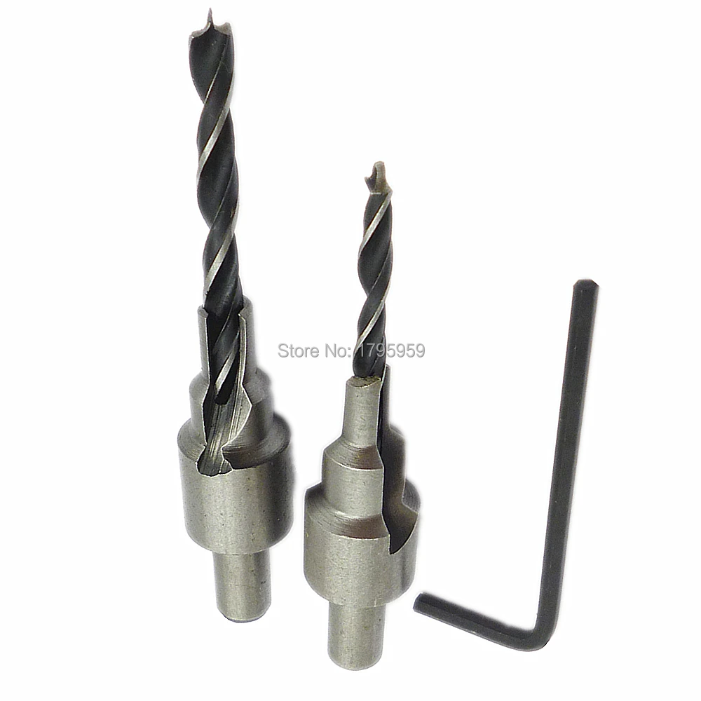 2pcs Carbon Steel Tapered Countersink Drill Bit Set Wood Pilot Hole