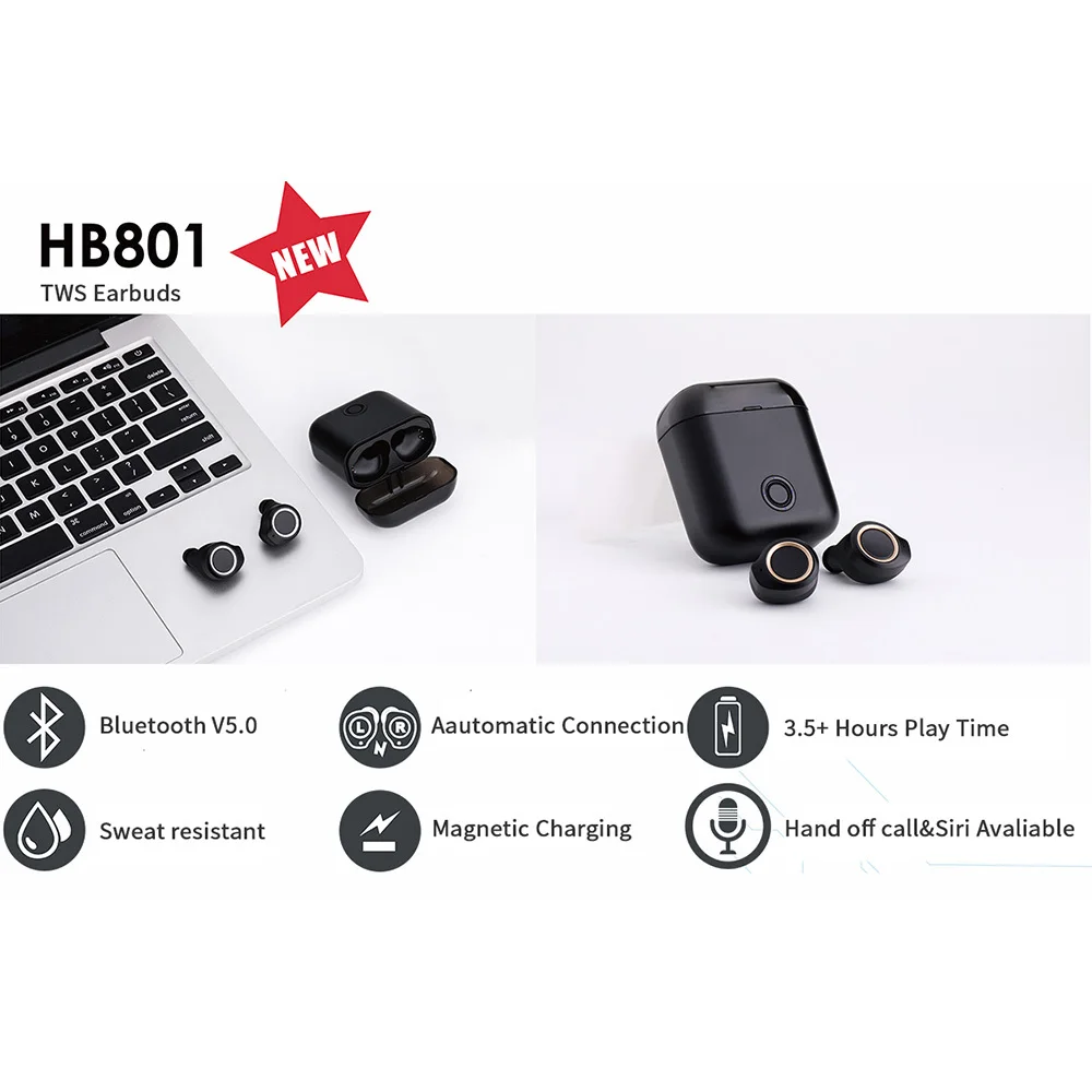 TWS bluetooth-гарнитура 5,0 в ухо HD стерео Беспроводная гарнитура с шумоподавлением игровая гарнитура HD качество звука бинауральный вызов