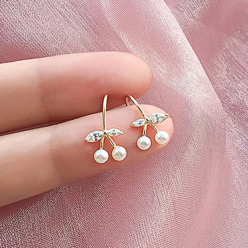 Cherry cz серьги 100% 925 пробы серебряные ювелирные изделия гипоаллергенный стержень
