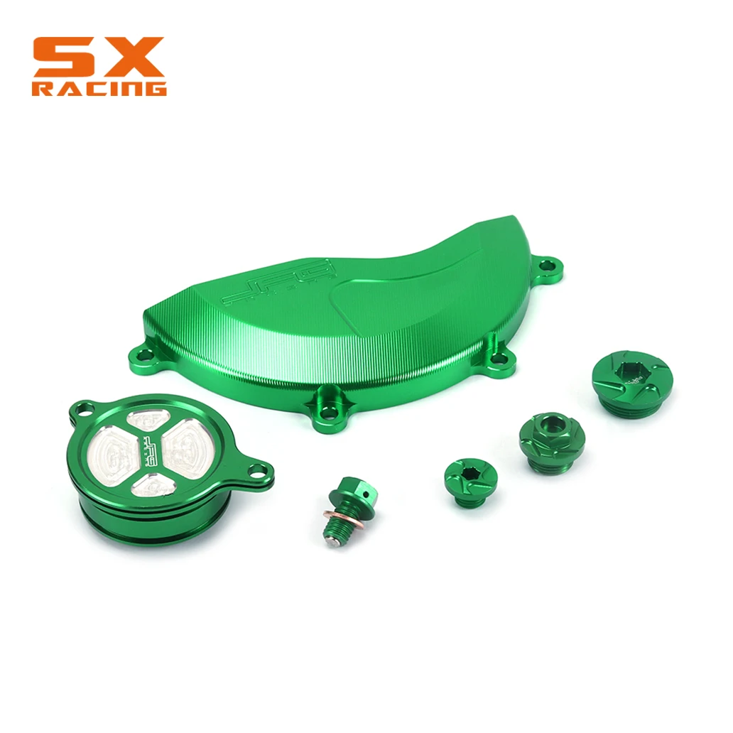 

Motorcross Engine Cover Guard Screw Bolt dust-proof Oil Filter Cap Set For KAWASAKI KXF450 06 07 08 09 10 11 12 13 14 15 KX450F
