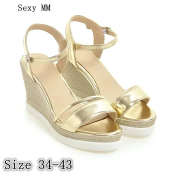 

Women Platform High Heel Wedge Sandals Peep Toe Shoes Woman Summer High Heels Wedges Gladiator Sandals Plus Size 34- 40 41 42 43