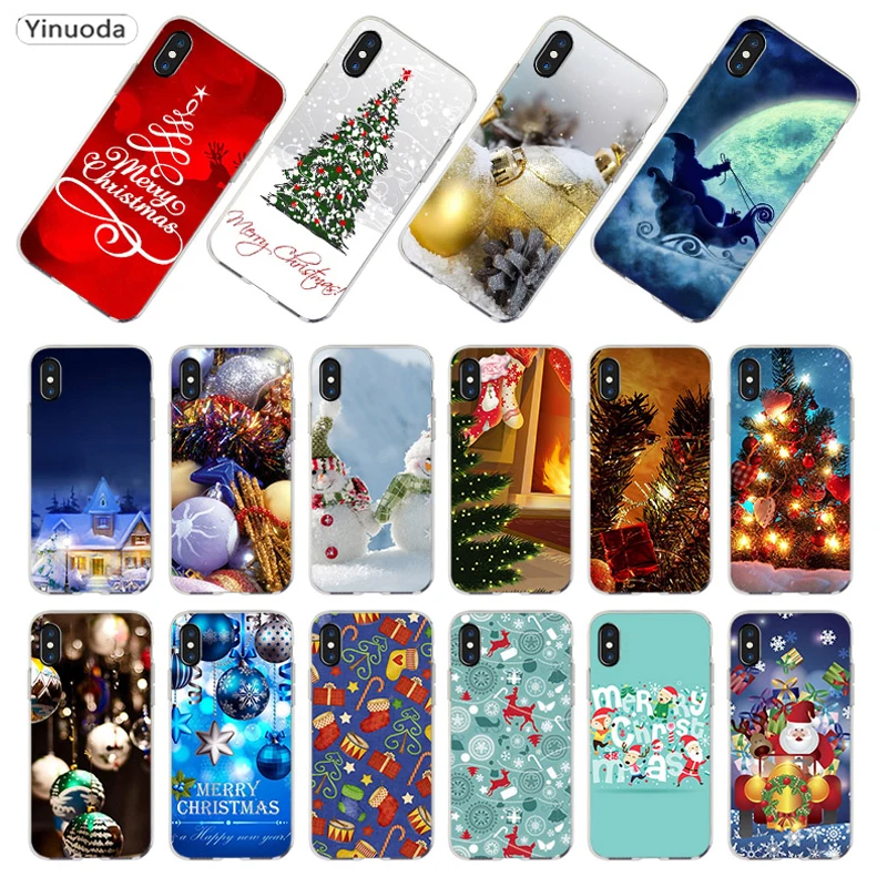 

Yinuoda lovely Christmas Santa Gift silicone soft Phone Accessories Case For iPhone 6s 5s x 5 6 7 8 plus Case Christmas Tree
