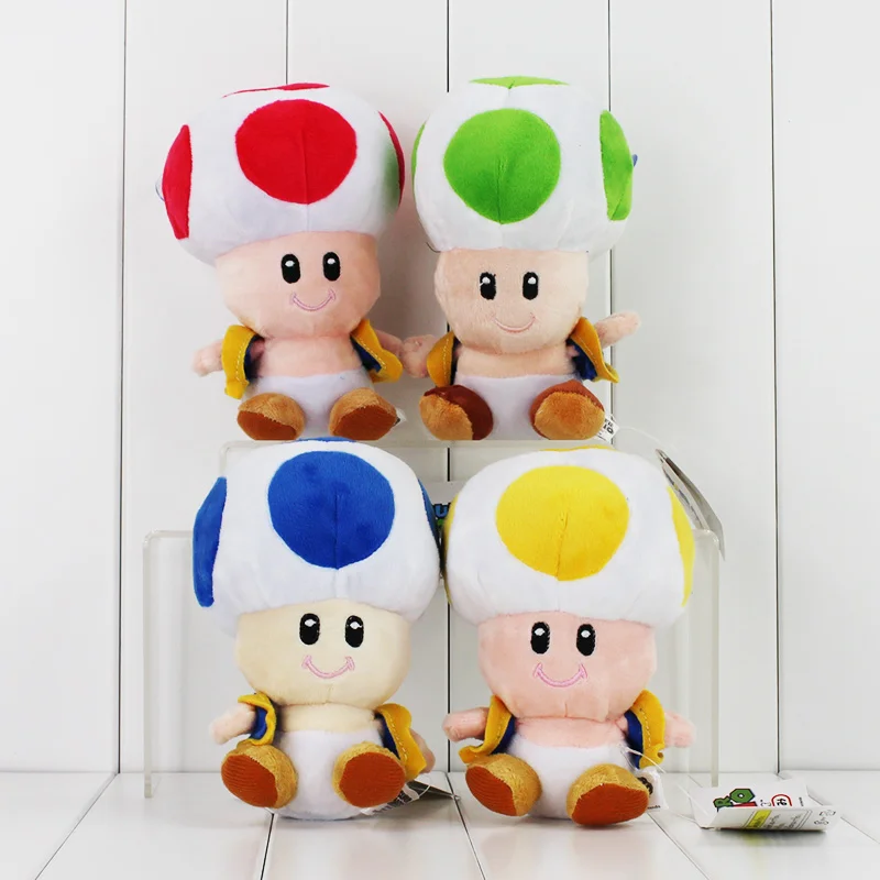 4pcs Lot 17CM Super Mario Mushrooms Toad Plush Toys Stuffed Animals Kids Gift Dolls 7
