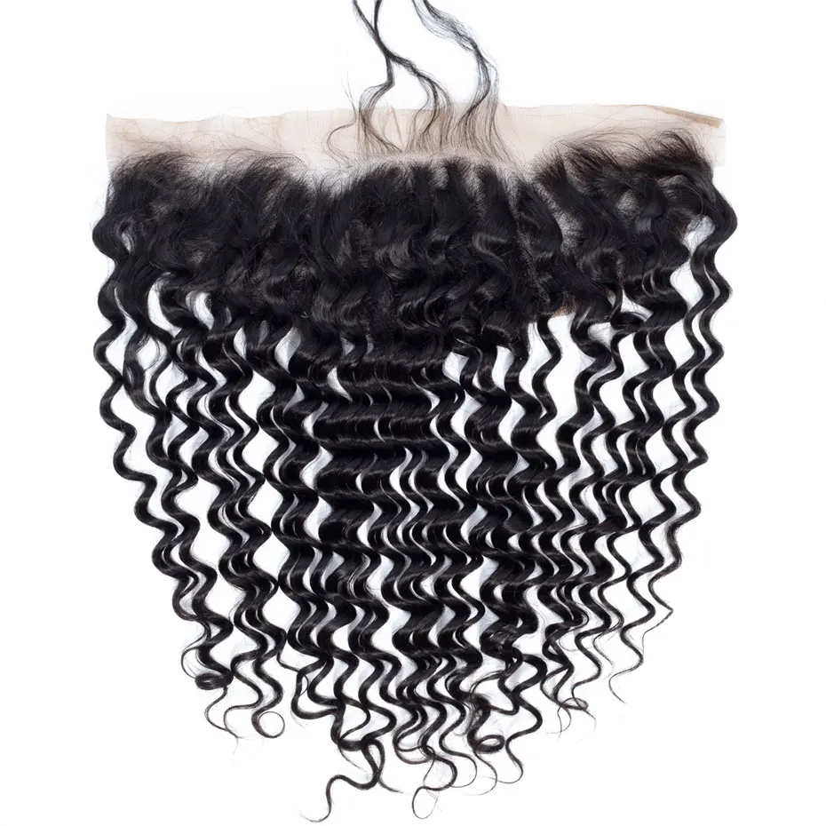 Brazilian Deep Wave 13x6 Lace Frontal Closure With Baby Hair 100% Remy Human Hair Pre Plucked Ear to Ear Lace Frontal