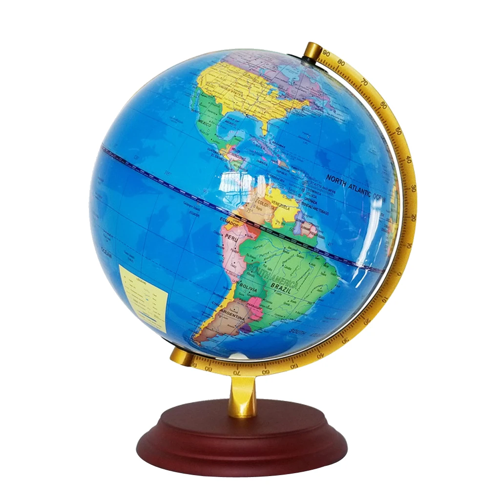 23cm Light Up Wooden Base Metal Stand Geographical World Globe Map for Kids Children Educational Toy Desk Table Ornament