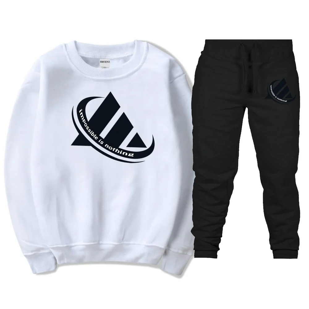 

2019 Brand ADI Print Hoodie Suit Men Sportswear Mens Sweatshirts+Pants O-Neck Hoodies Suit Winter Autumn Fashion Men's tracksuit