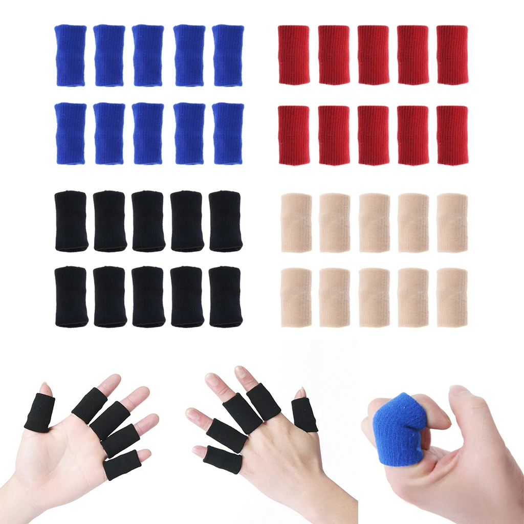 10 Pieces Finger Sleeves Thumb Braces Support Elastic Compression Tubes Protector Braces for Relieving Arthritis Pain